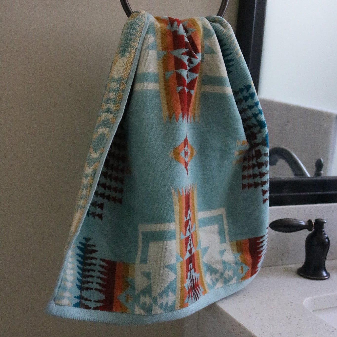 Pendleton Aqua Jacquard Hand Towels