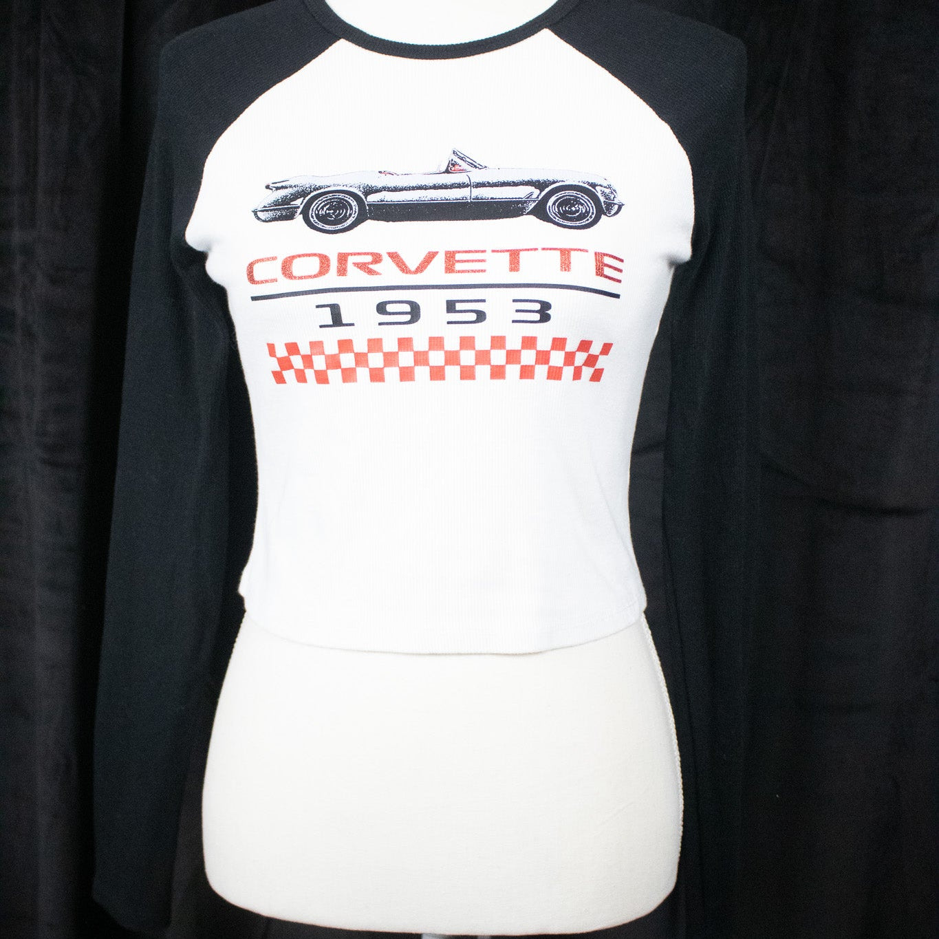 Chemistry Corvette 1953 Long Sleeve Mini - T Black White&Red Size Large