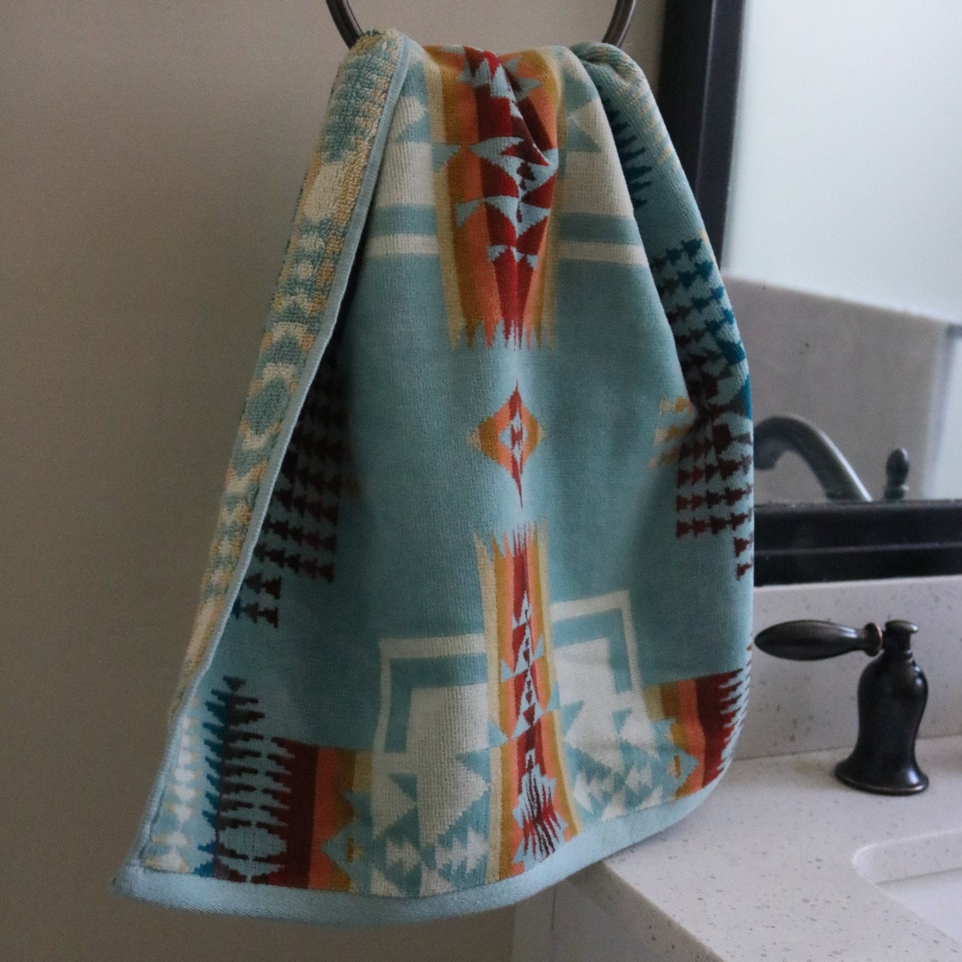 Pendleton Aqua Jacquard Hand Towels