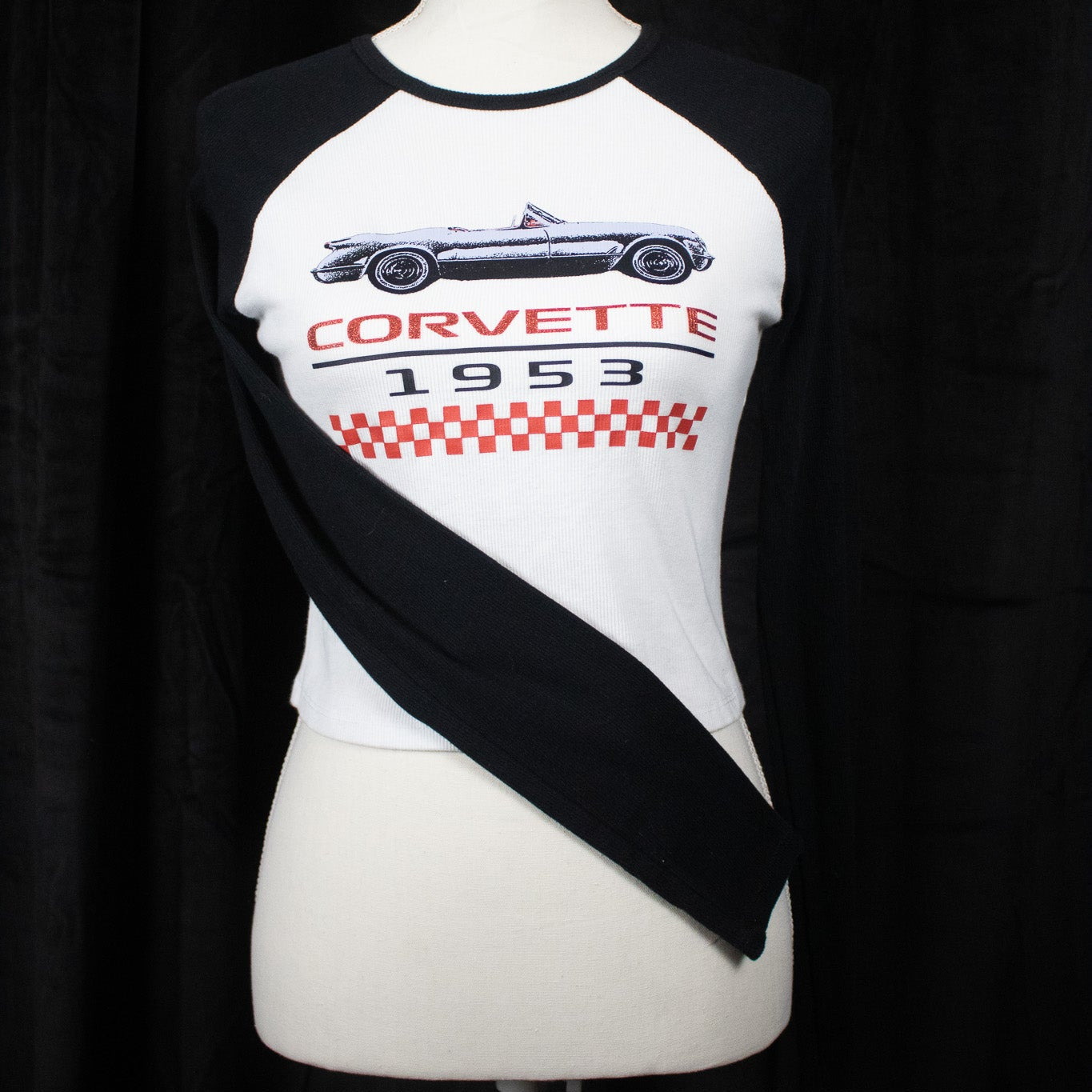 Chemistry Corvette 1953 Long Sleeve Mini - T Black White&Red Size Large