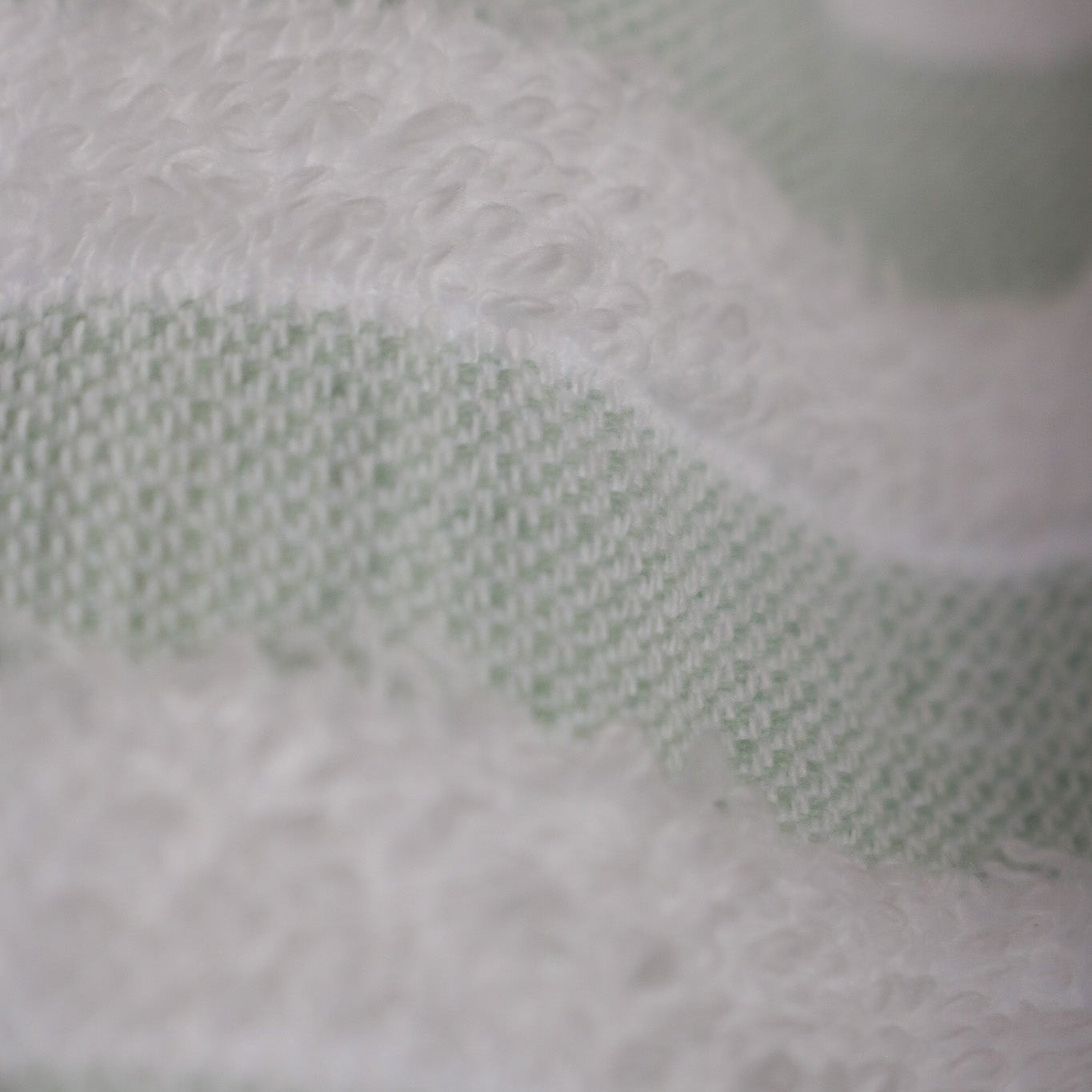 UGG Shower Curtain White with Seafoam Green Stripes