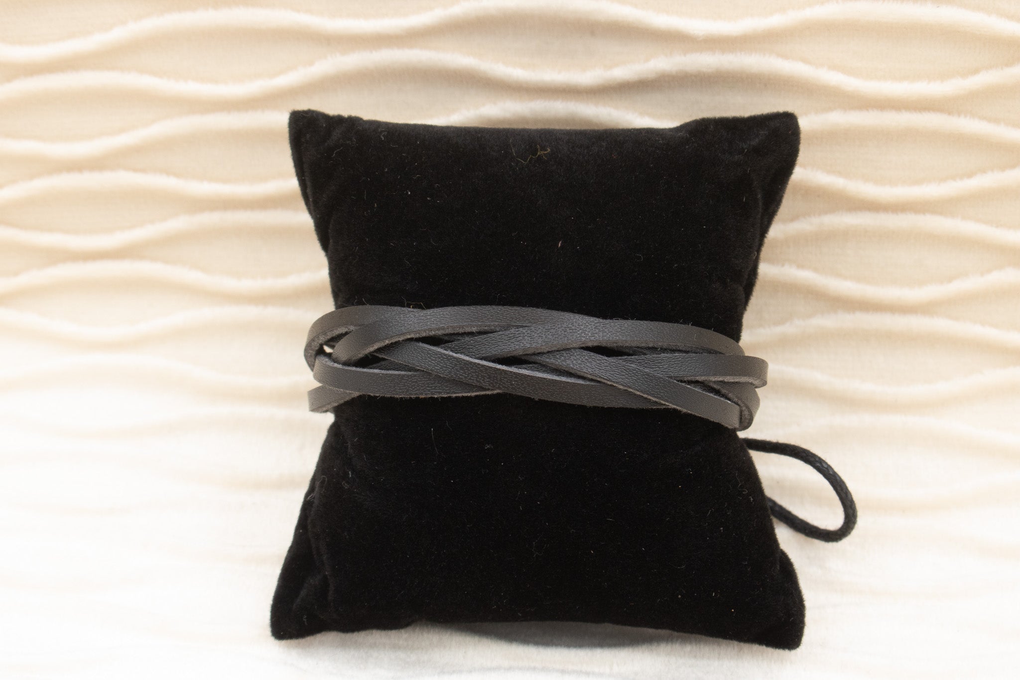 Black Soft Leather Braided Adjustable Bracelet