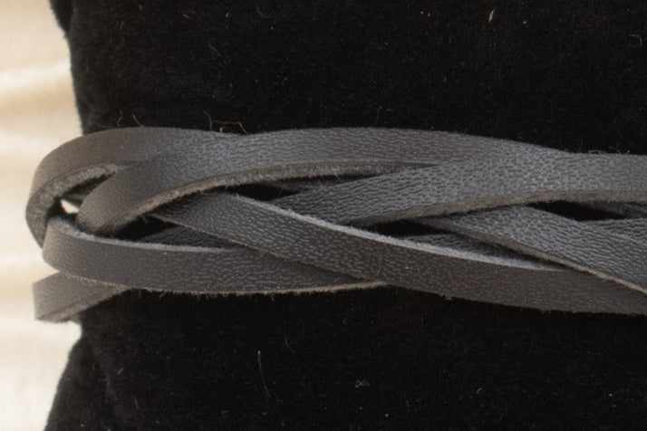 Black Soft Leather Braided Adjustable Bracelet