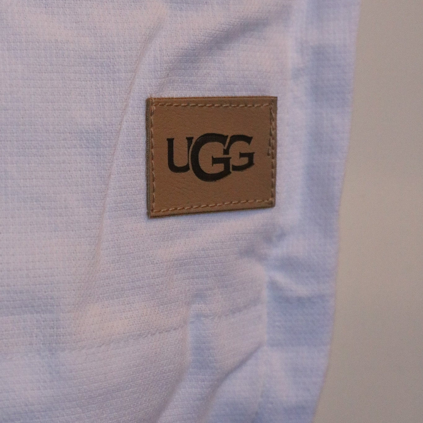 UGG Shower Curtain White with Seafoam Green Stripes