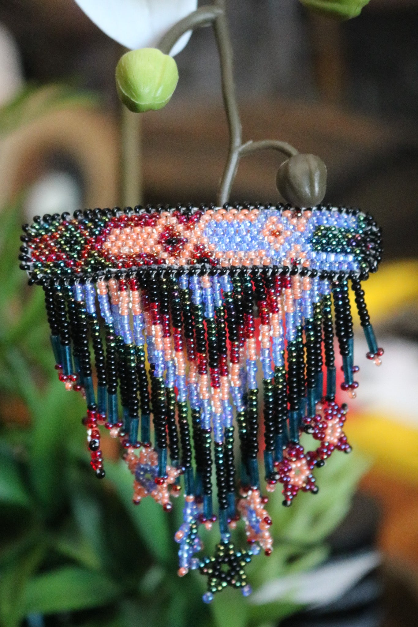 Vintage 1990's Beaded Aztec Print Star Hair Clip