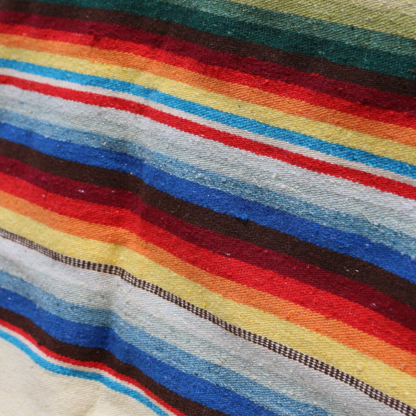 Vintage Saltillo Sarape Wool Blanket Tan Multi-Colored