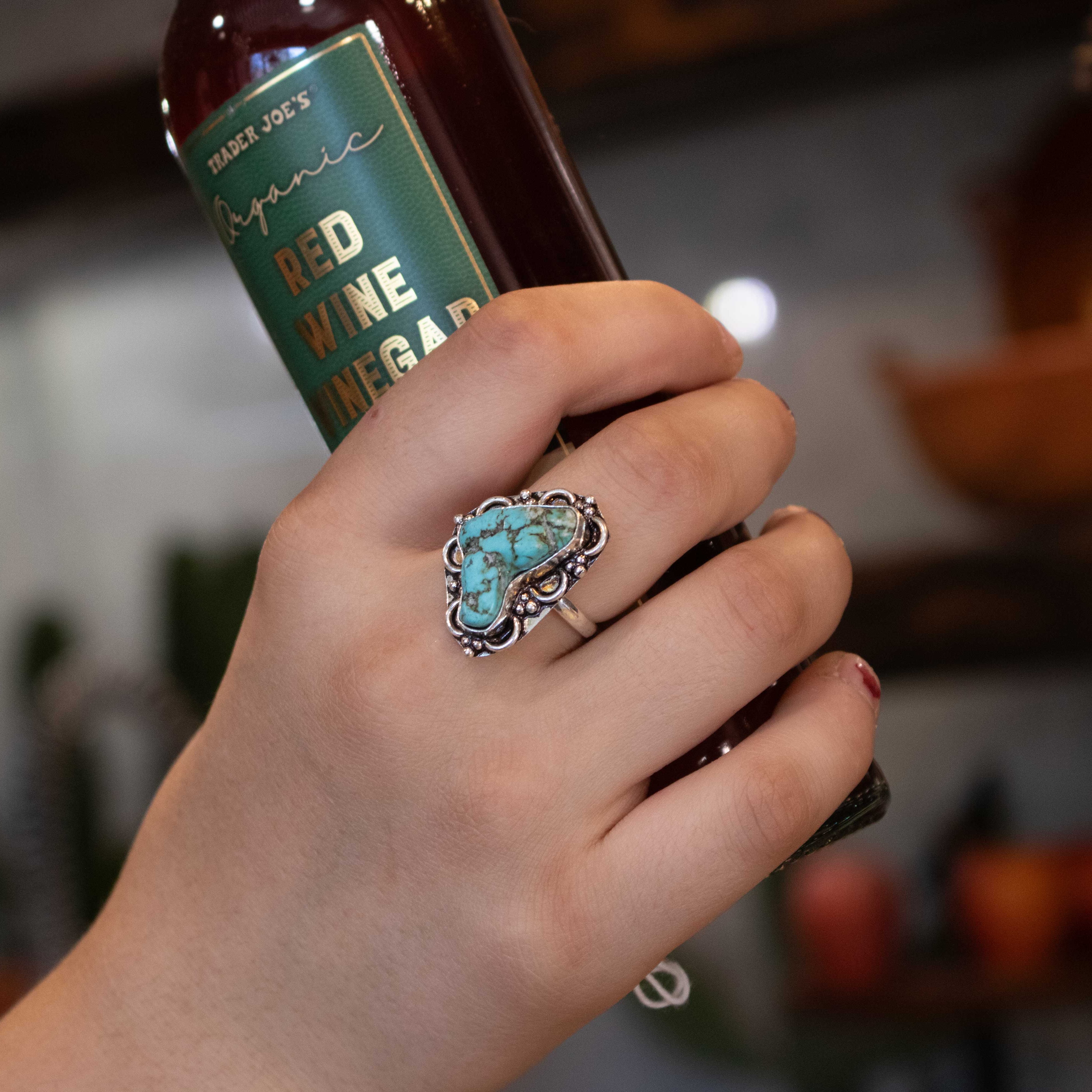 Faux Turquoise Gemstone Ring Size 8.5