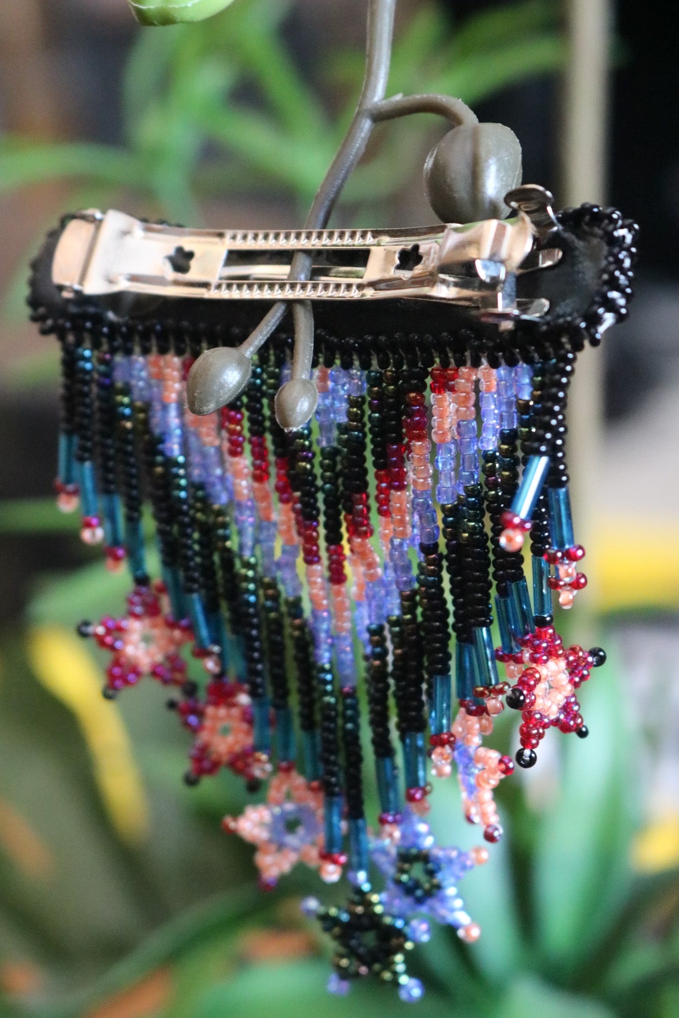 Vintage 1990's Beaded Aztec Print Star Hair Clip