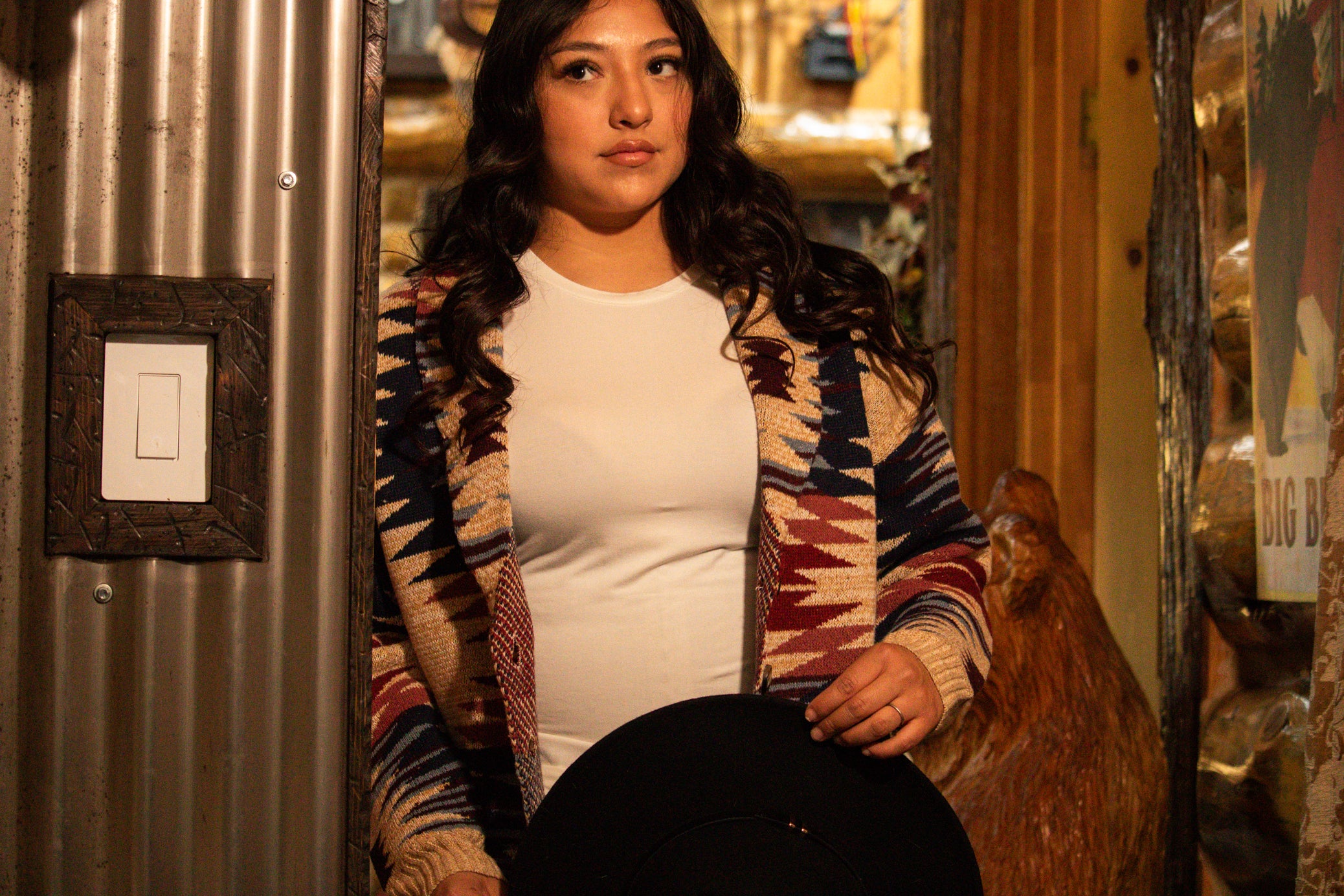 anne french aztec cardigan sweater medium multi color southwestern