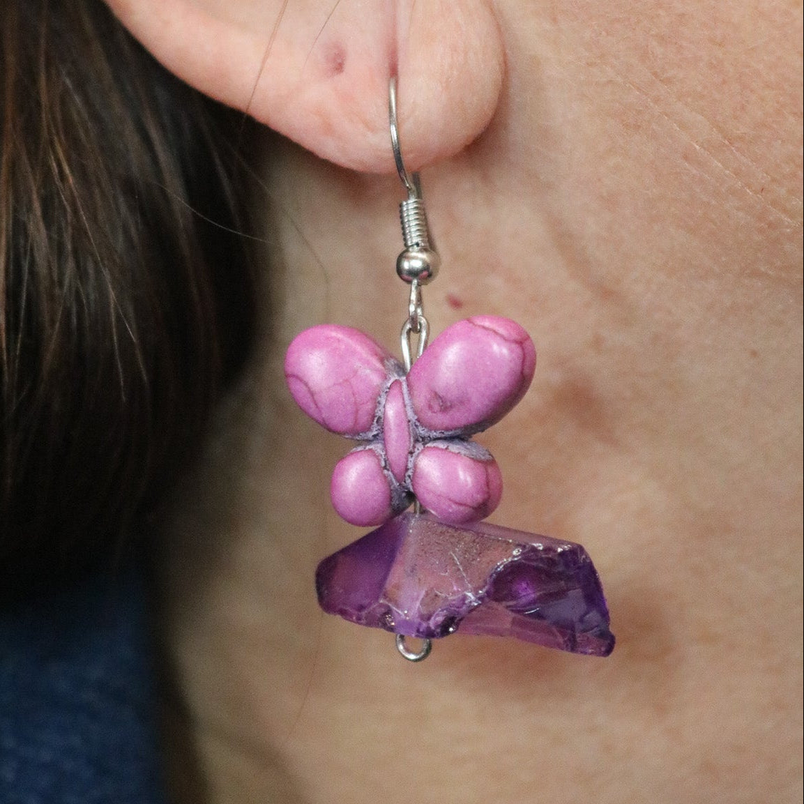 Beautiful Purple Butterfly Earings