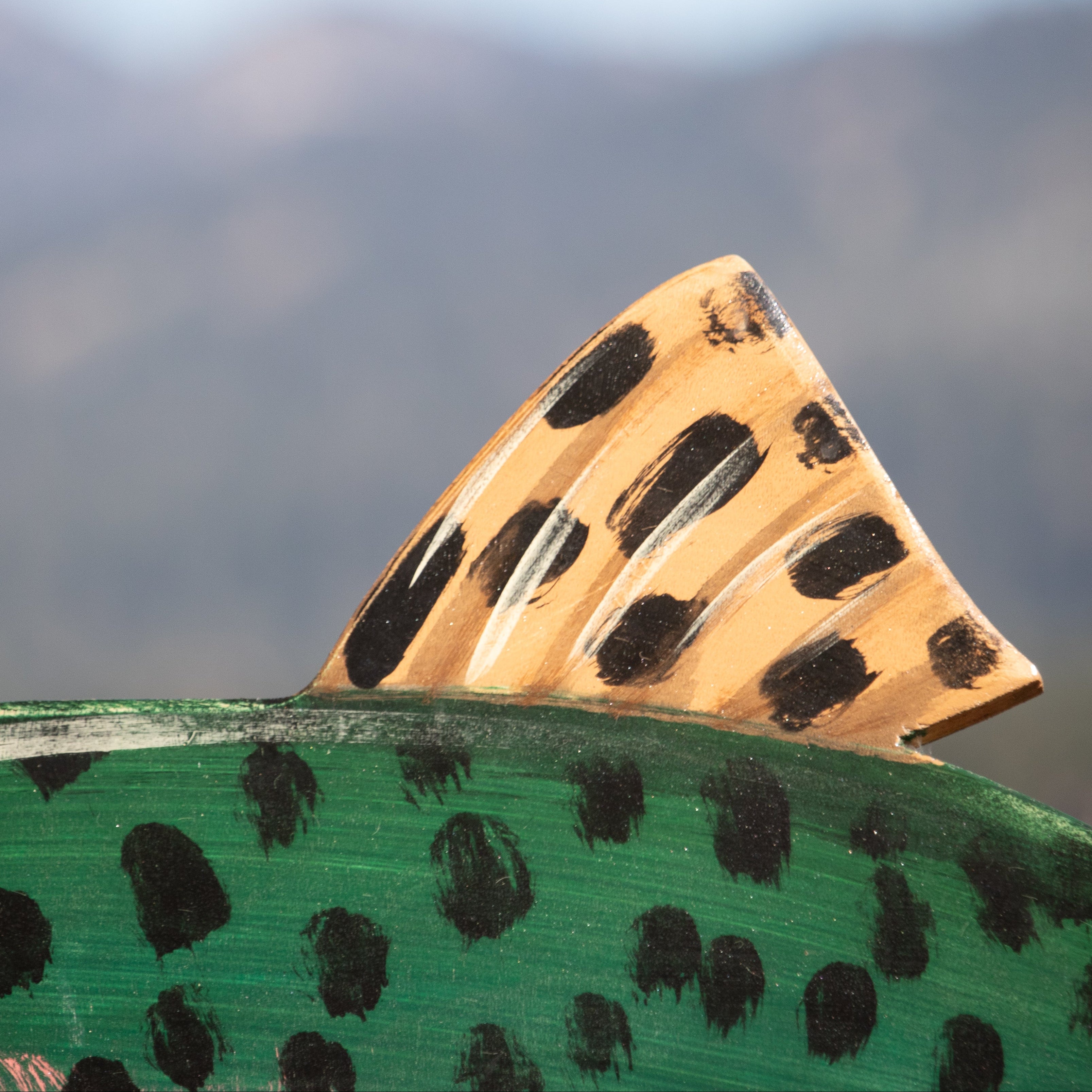 Natural Log Fish Bench Depicting a Realistic Rainbow Trout