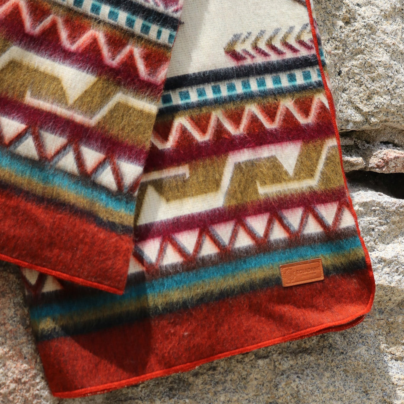 Antisana Earth Reversible Southwestern Blanket Queen Size Handwoven in Ecuador