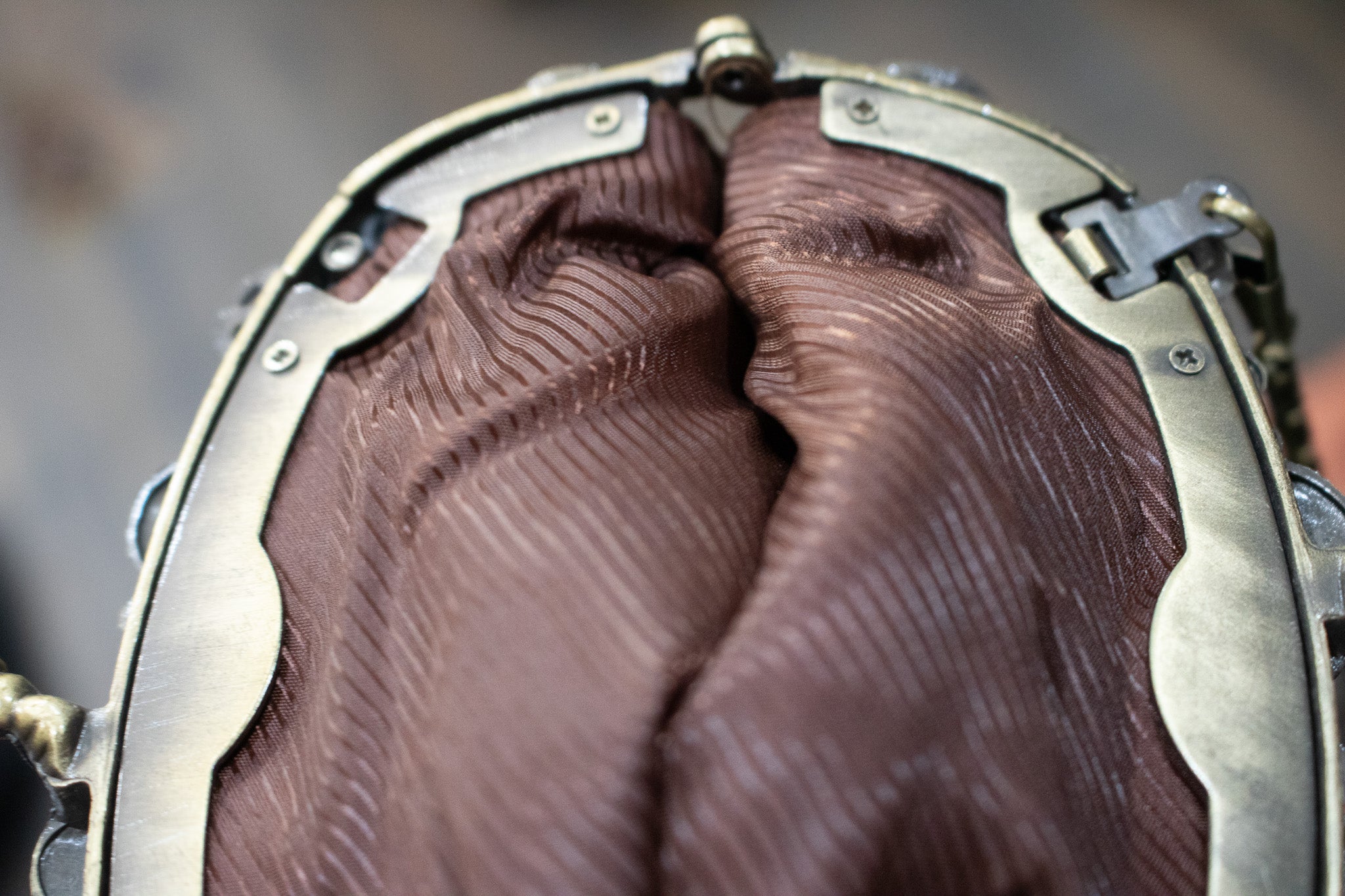 Vintage Silk Beaded Evening Clutch with Detachable Bronze Shoulder Chain Strap