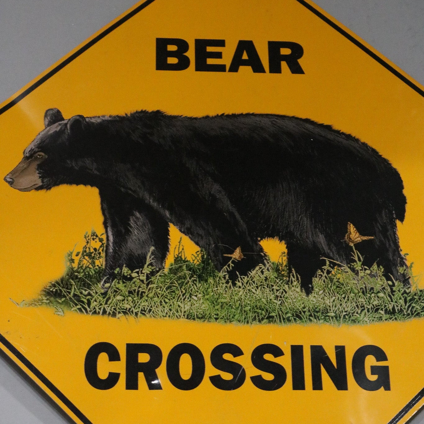 Tin Bear Crossing Road Sign