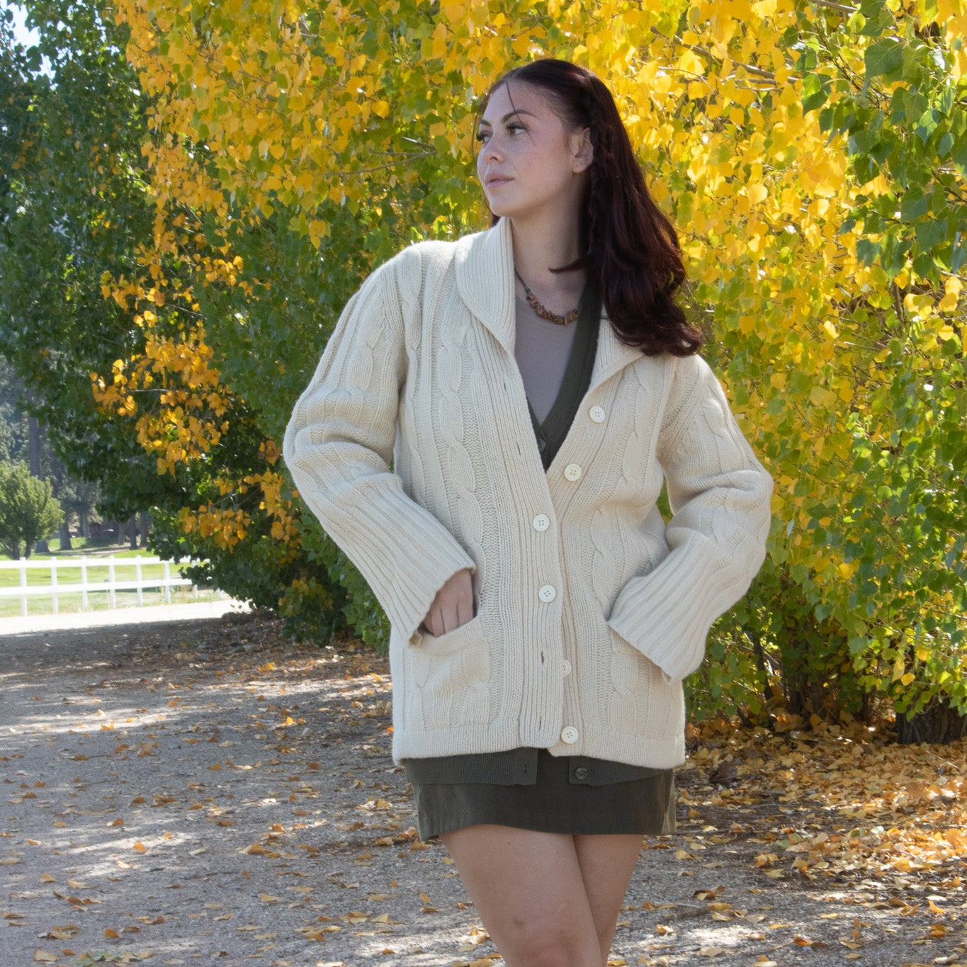 Evans-Picone Off-White Button-up Wool Cardigan Size M