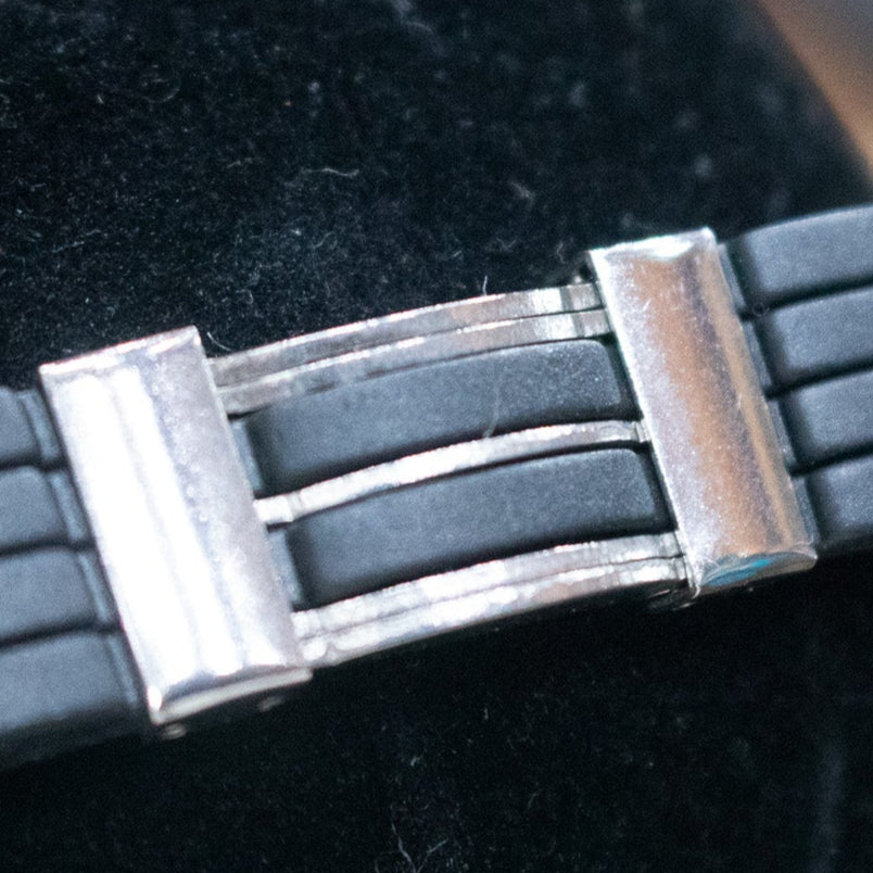 Men's Stainless Steel and with Black Claps Bracelet