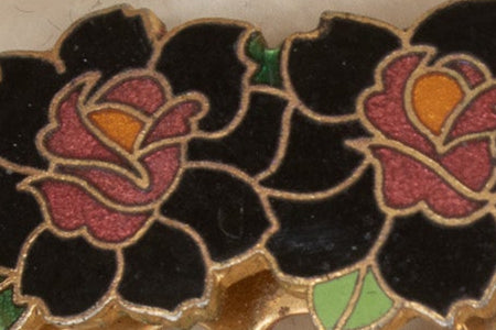 Vintage 90 Cloisonné Metal Hair Comb Clip