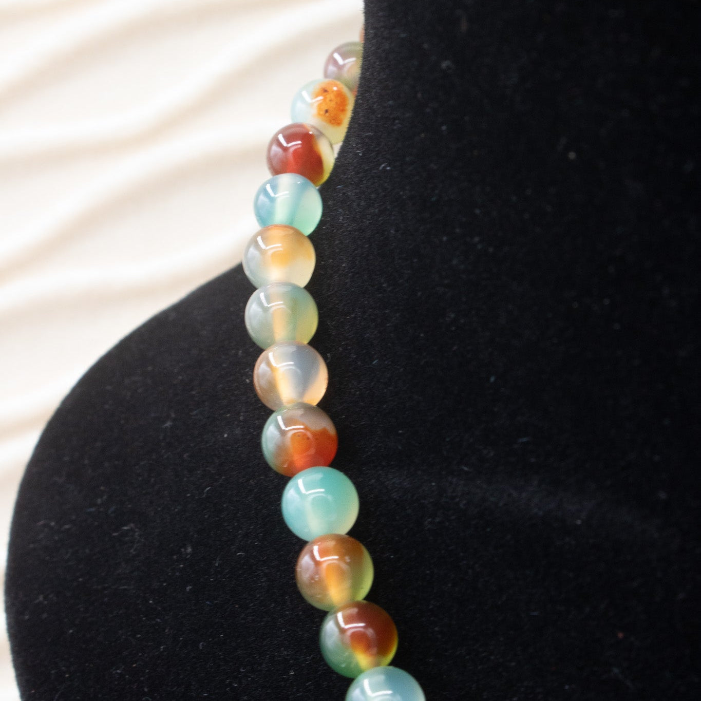 Round Green Brown Blue & Grey Multicolored Stones Necklace