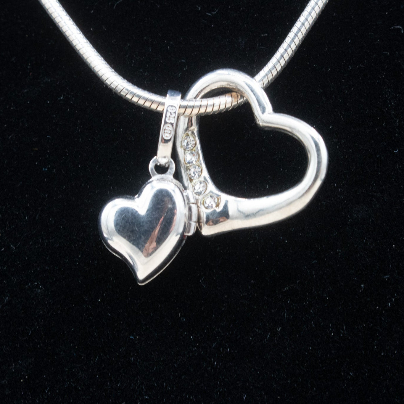 Heart Locket with Heart Charm Necklace
