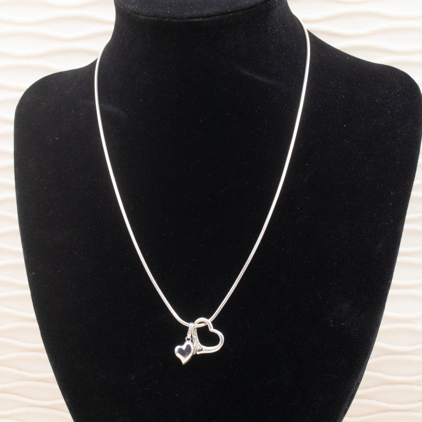 Heart Locket with Heart Charm Necklace