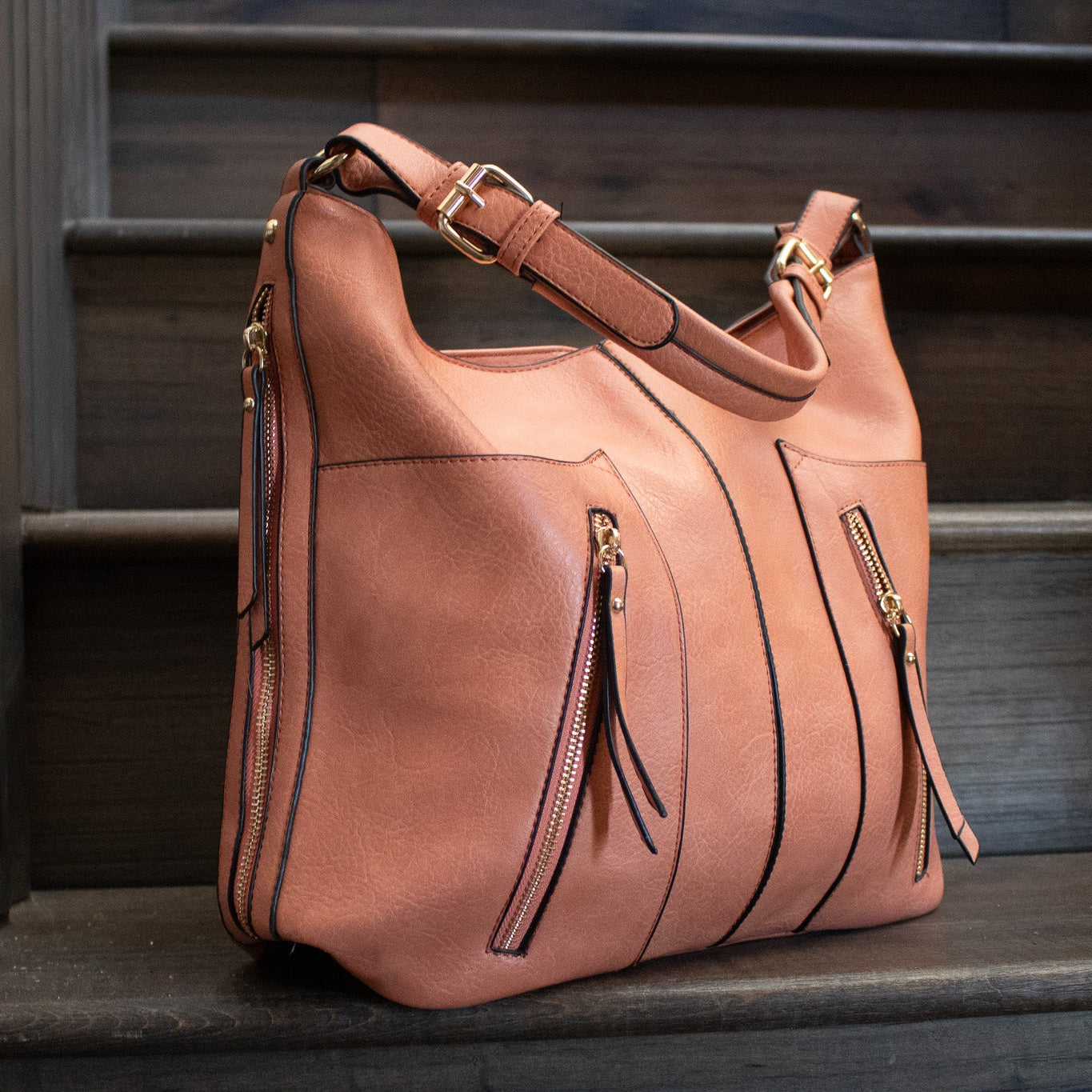 3 Compartment zipper Salmon Color BOHO Shoulder bag