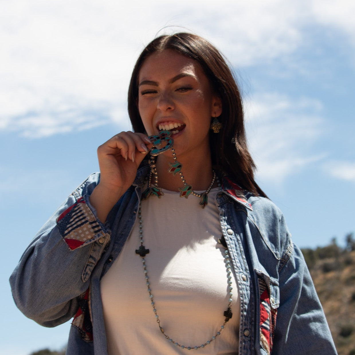 Vintage Native Inspired Squash Blossom Necklace