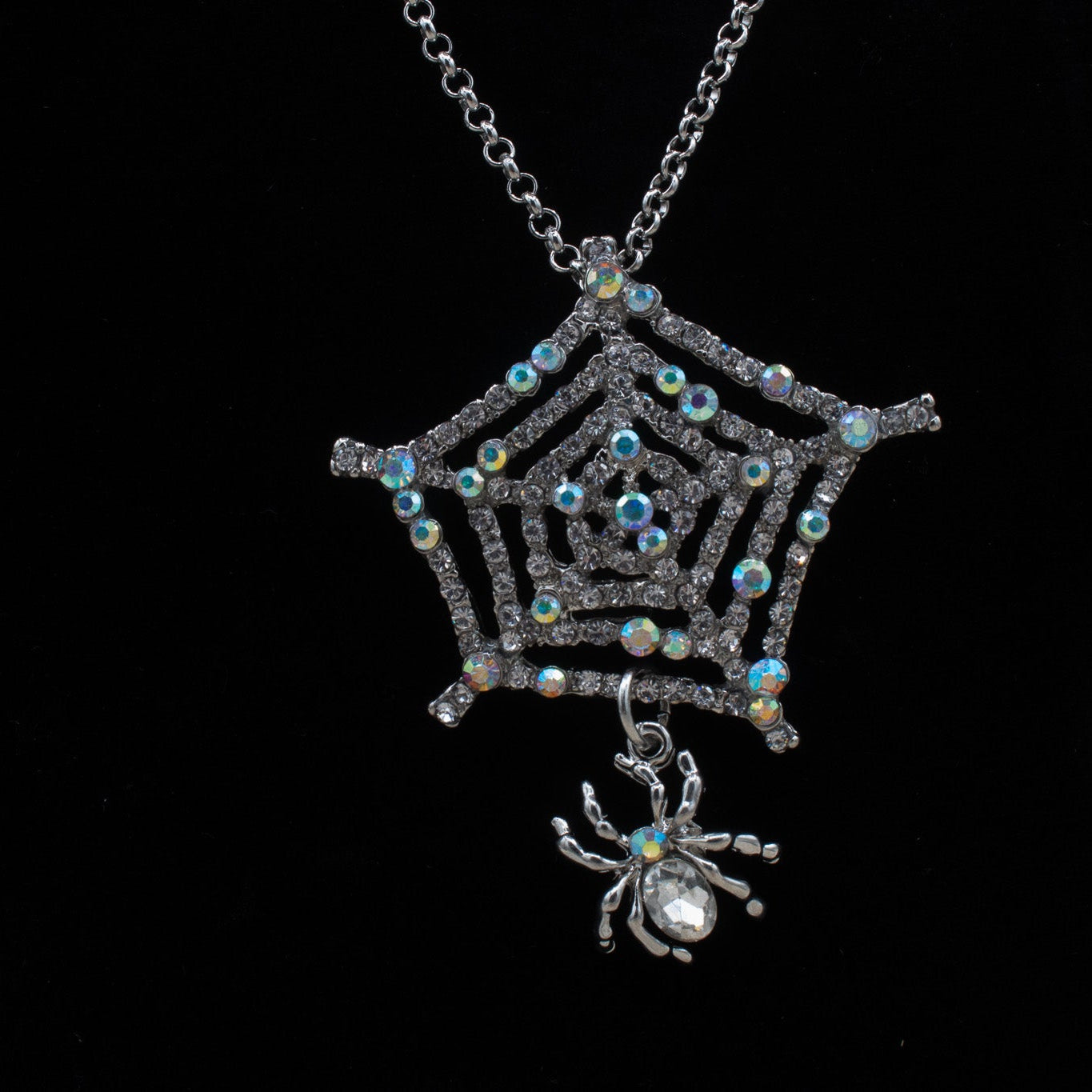 Zirconia Spider Web Rhinestone Necklace