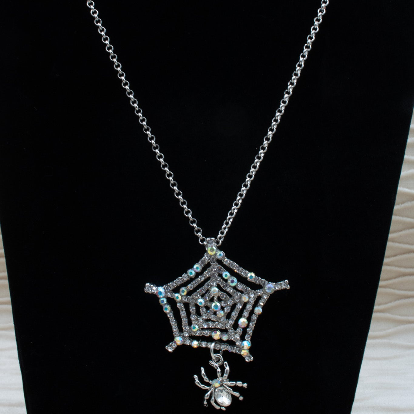 Zirconia Spider Web Rhinestone Necklace