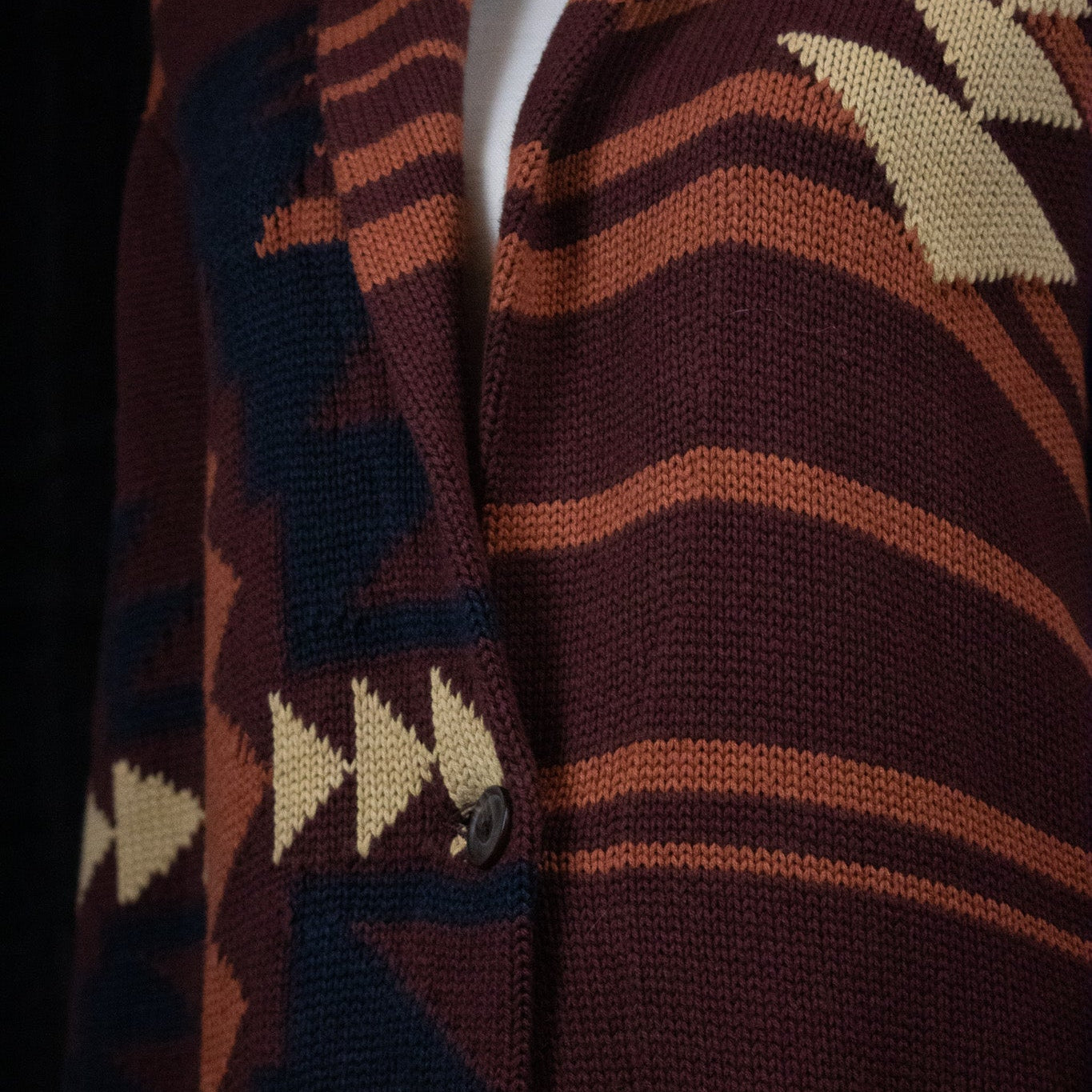 Pendleton Graphic Sweater Coat Brown Multi Colored Southwest Print