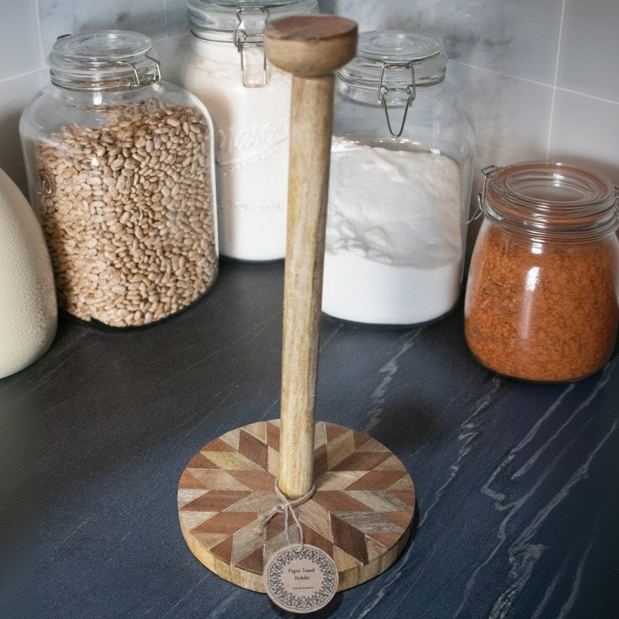 Southwestern Style Paper Towel Chevron Wood Base