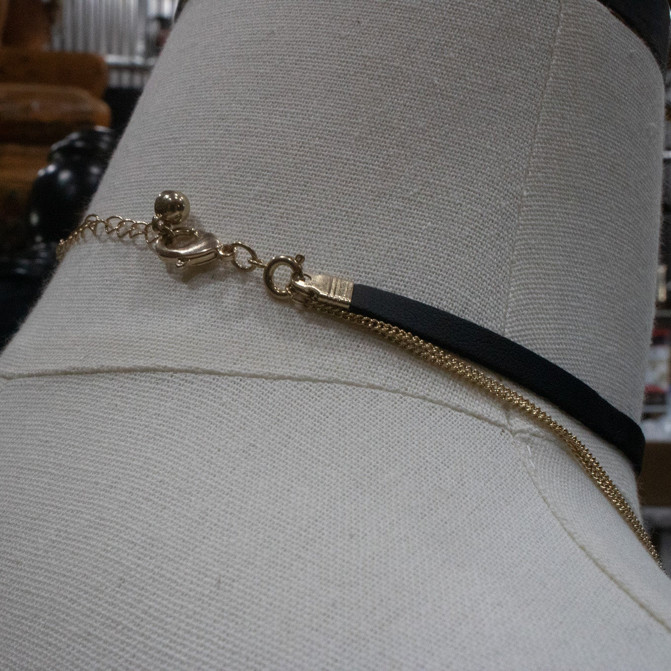 Celestial Themed Black Ribbon Choker with 2 Tier Gold Chains with Star and Moon Charms