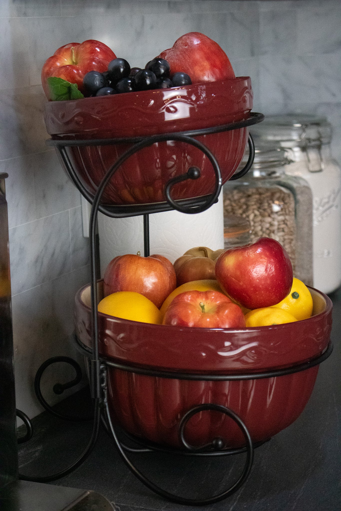 Two Tier Serving Bowl Metal Rack Stand
