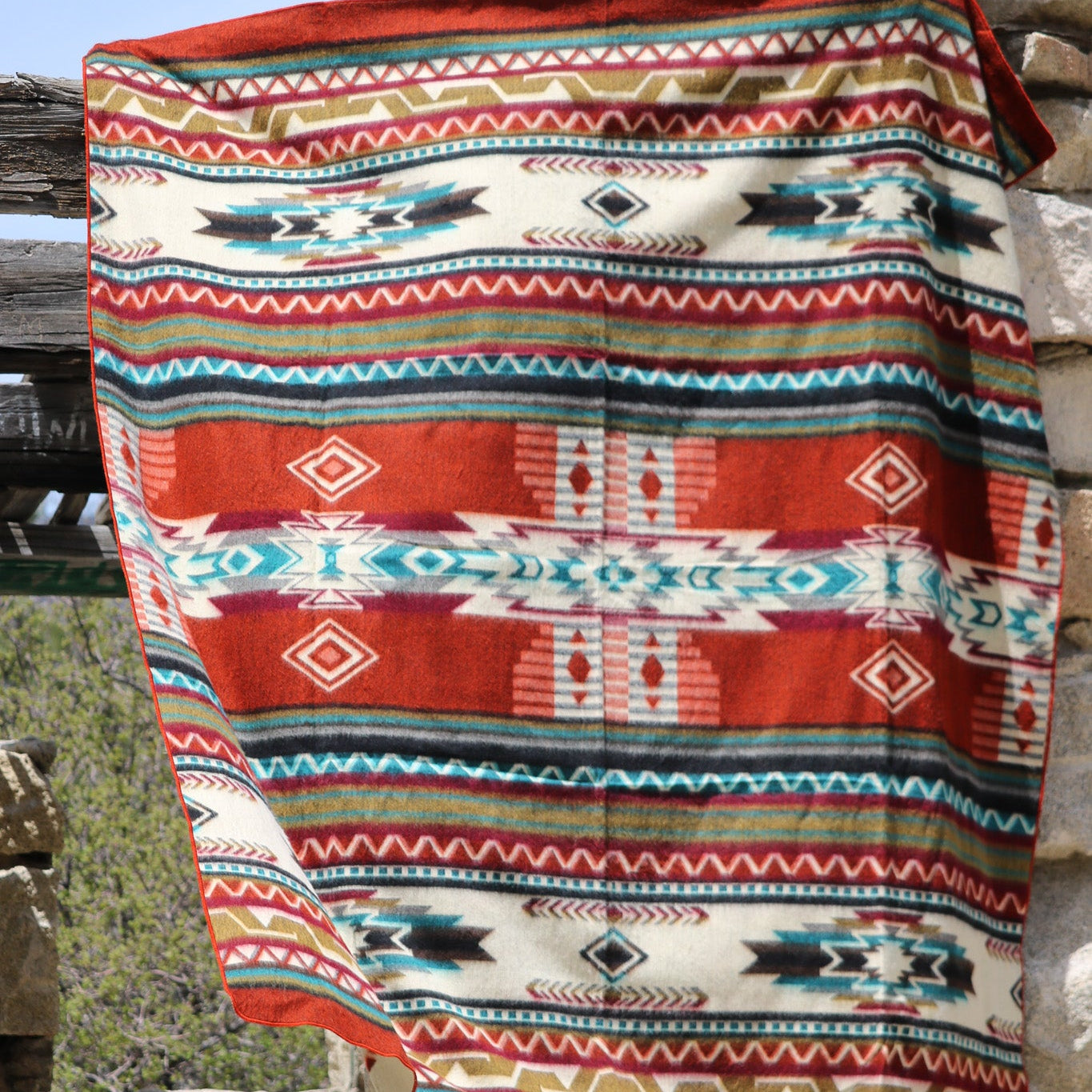 Antisana Earth Reversible Southwestern Blanket Queen Size Handwoven in Ecuador