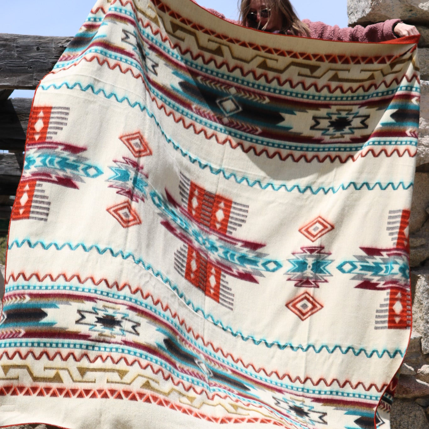 Antisana Earth Reversible Southwestern Blanket Queen Size Handwoven in Ecuador