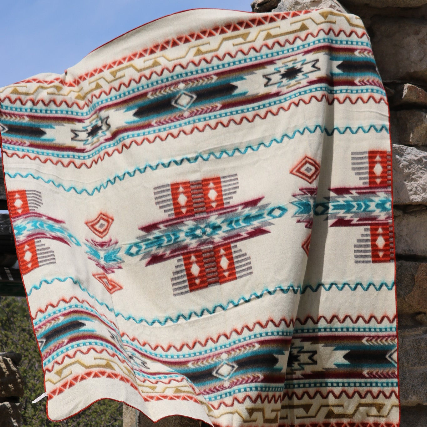 Antisana Earth Reversible Southwestern Blanket Queen Size Handwoven in Ecuador