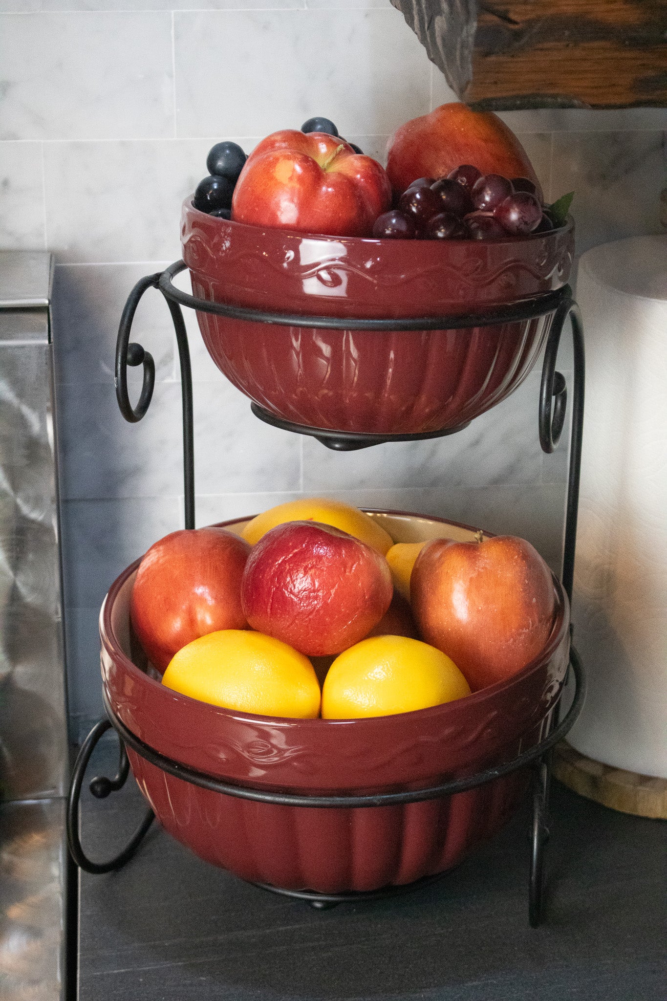 Two Tier Serving Bowl Metal Rack Stand