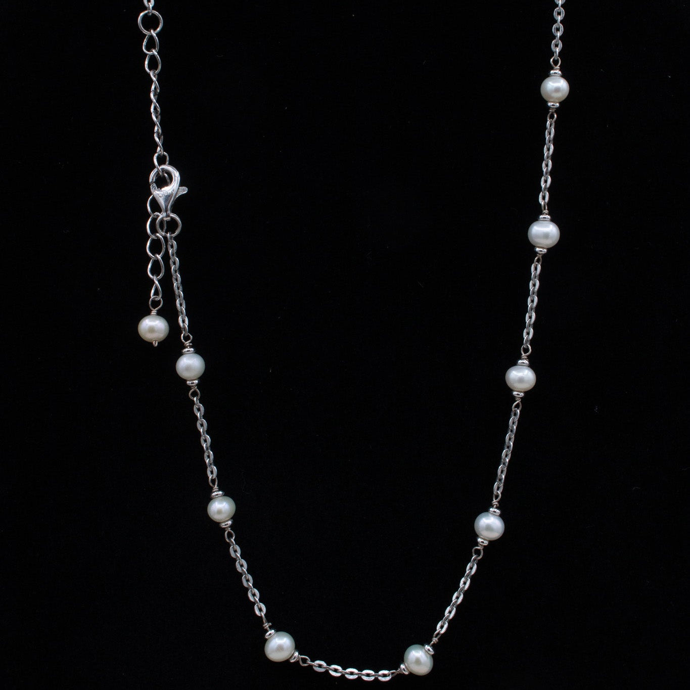 Dainty White Pearl Station Necklace