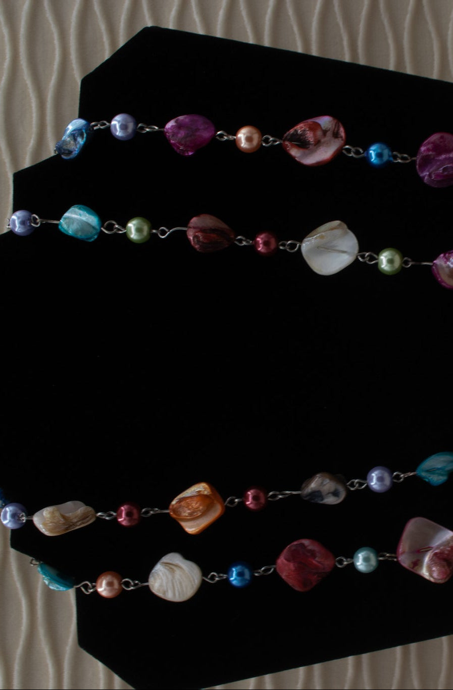 Rainbow Pastel Colored Resin Irregular Beaded Necklace