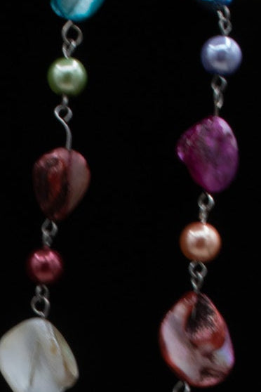 Rainbow Pastel Colored Resin Irregular Beaded Necklace