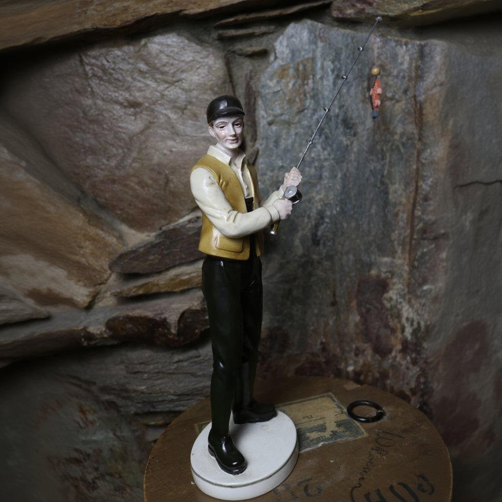 Vintage Hertwig Katzhutte Figurine The Fisherman Circa 1930 Art Deco