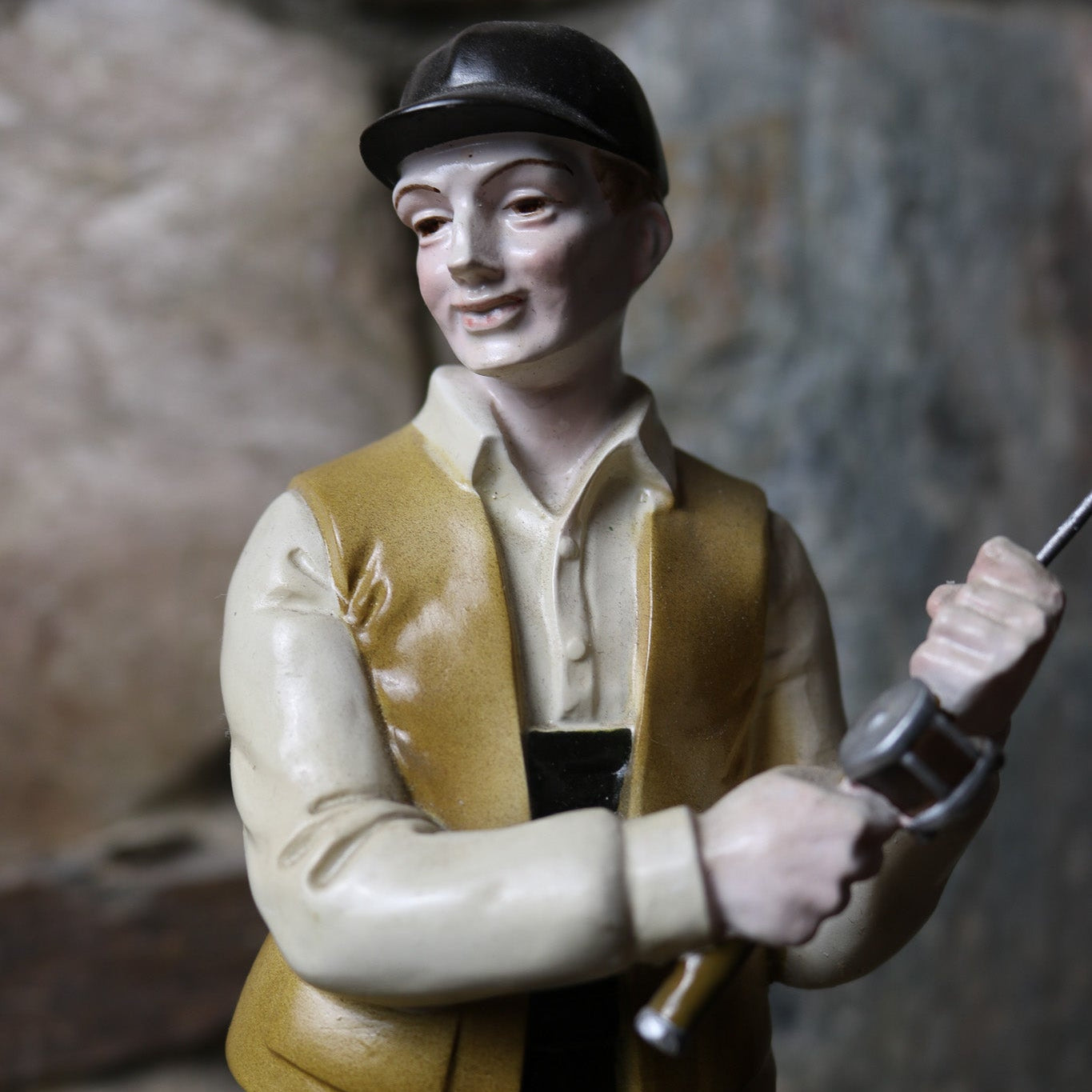 Vintage Hertwig Katzhutte Figurine The Fisherman Circa 1930 Art Deco