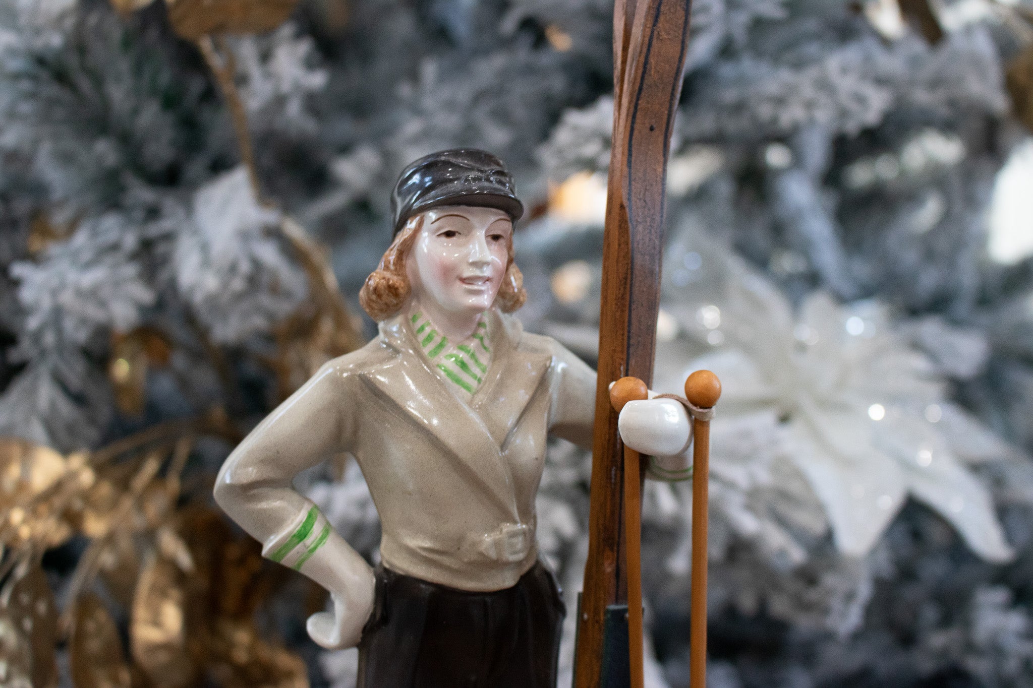 Vintage Hertwig Katzhutte Figurine The Skier Circa 1930 Art Deco RARE Skiing