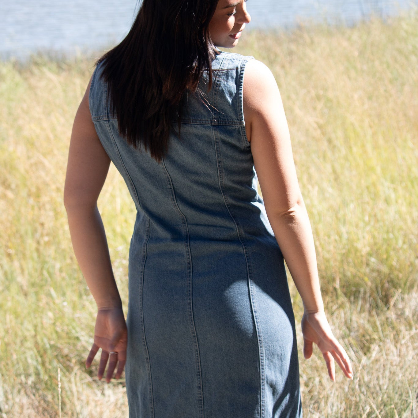House Of Harlow Denim Maxi Dress