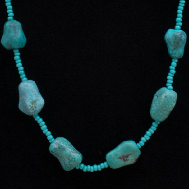 Blue Turquoise Dyed Howlite Stone Necklace