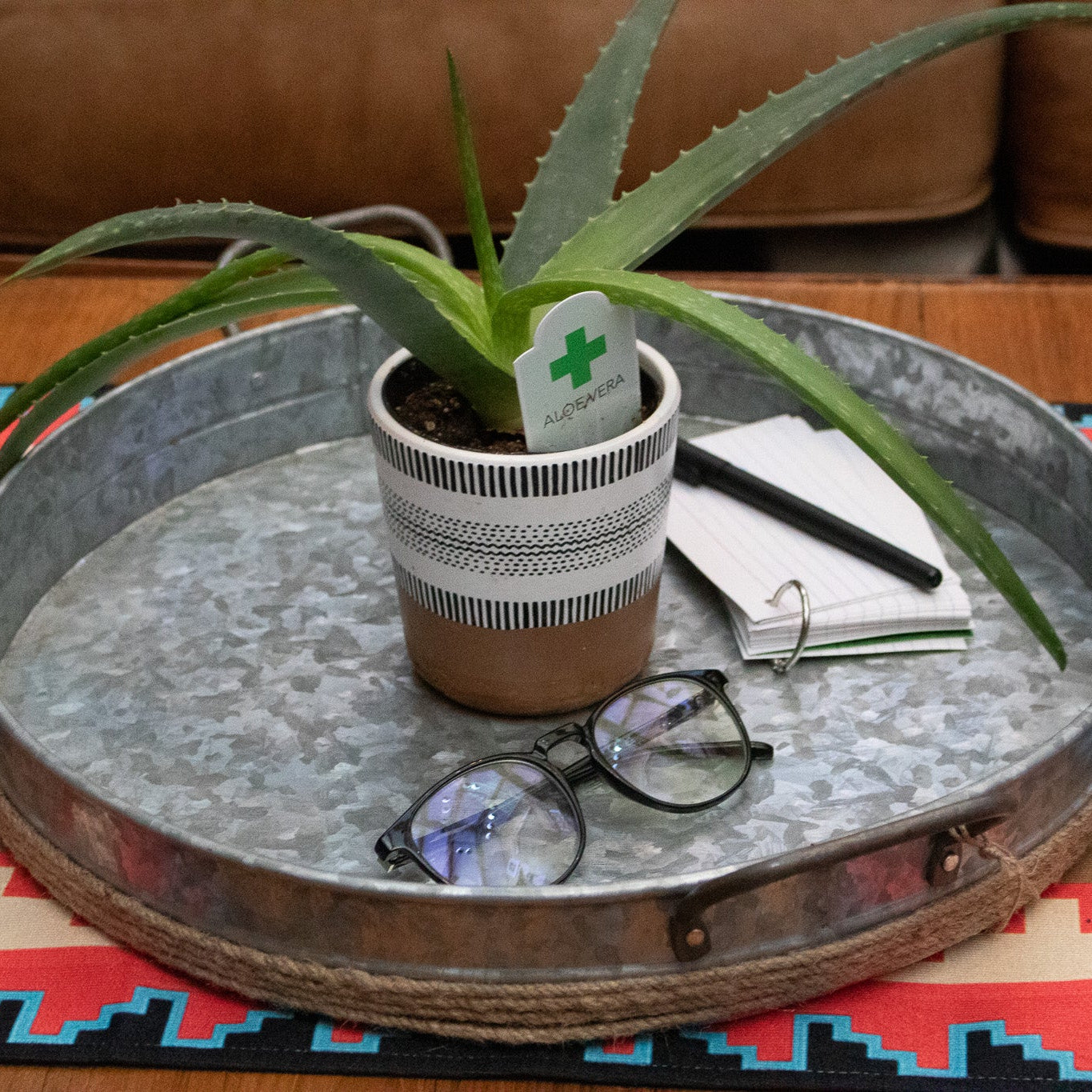 Galvanized Metal Tray with Metal Handles