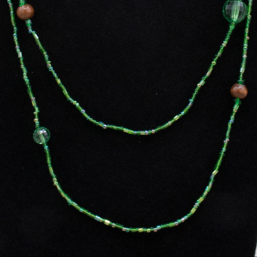 Dainty Green Beaded Gemstone Necklace