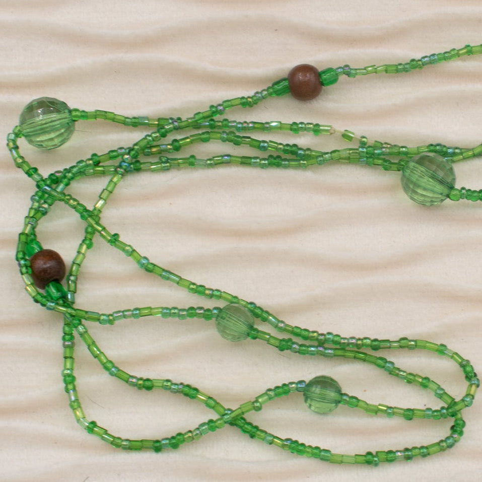 Dainty Green Beaded Gemstone Necklace