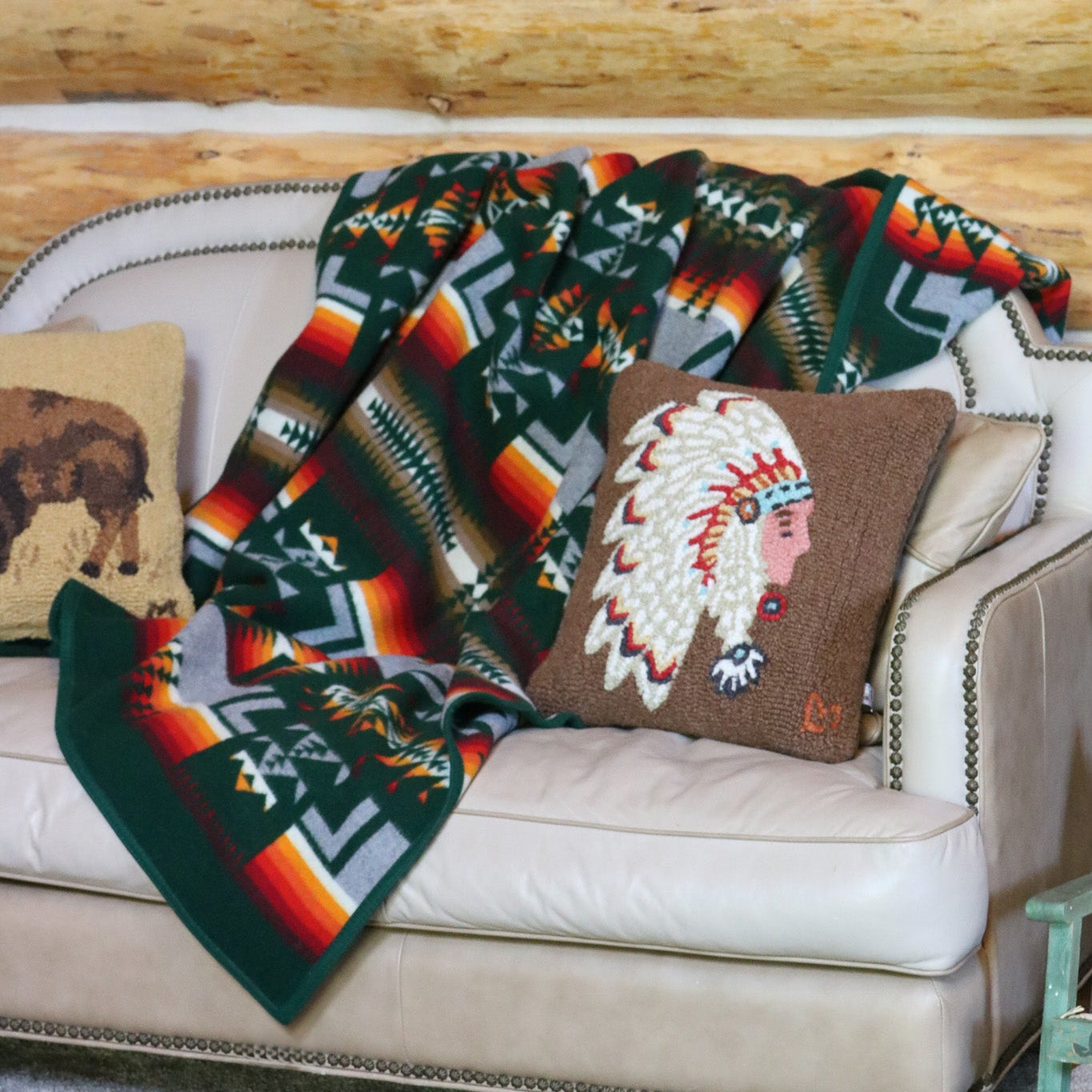 Pendleton Beaver State Green Blankets - 63"x80" Twin Size