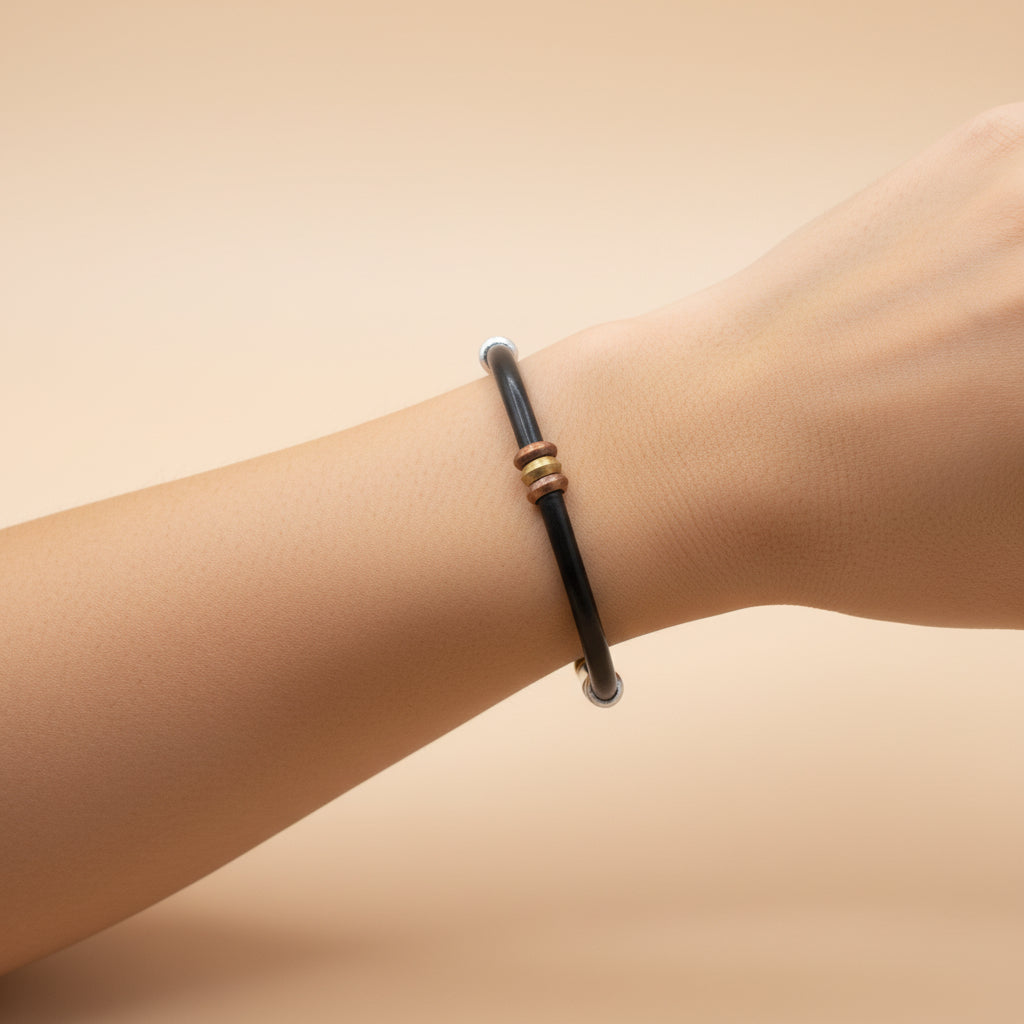 Black plastic Band with Danty Bead Accents