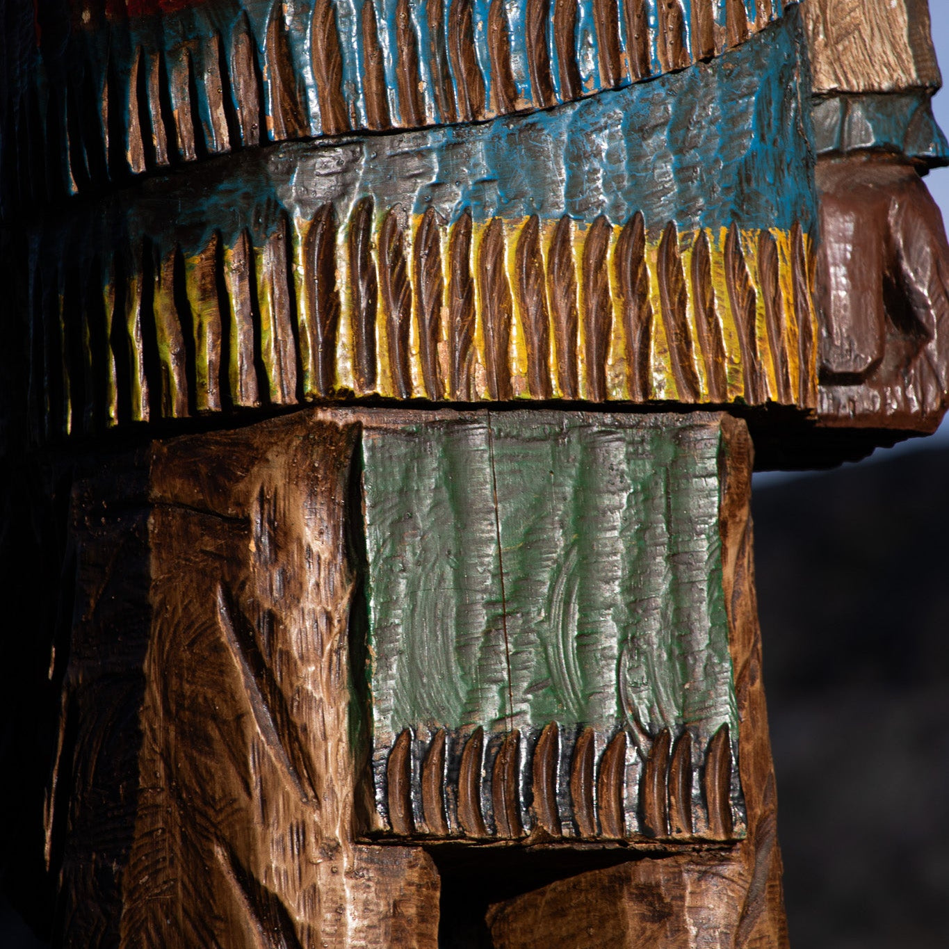 Wooden Hand-Carved Indian Totem  Cigar Statue